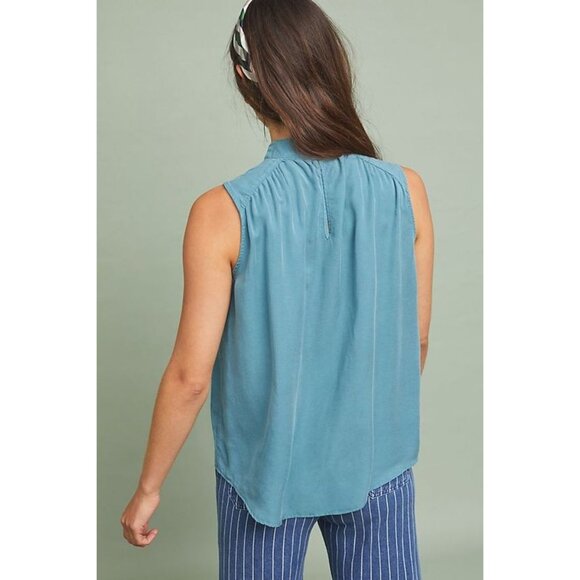 Cloth & Stone liana Blue Sleeveless Blouse Women's Casual Top Lyocell summer. sz - Picture 6 of 6